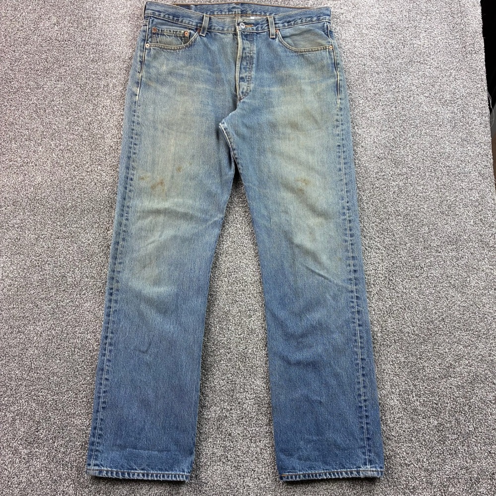 Vintage Y2K Levi's 501 Jeans Mens 36x34 Blue Denim Straight Columbia Button Fly